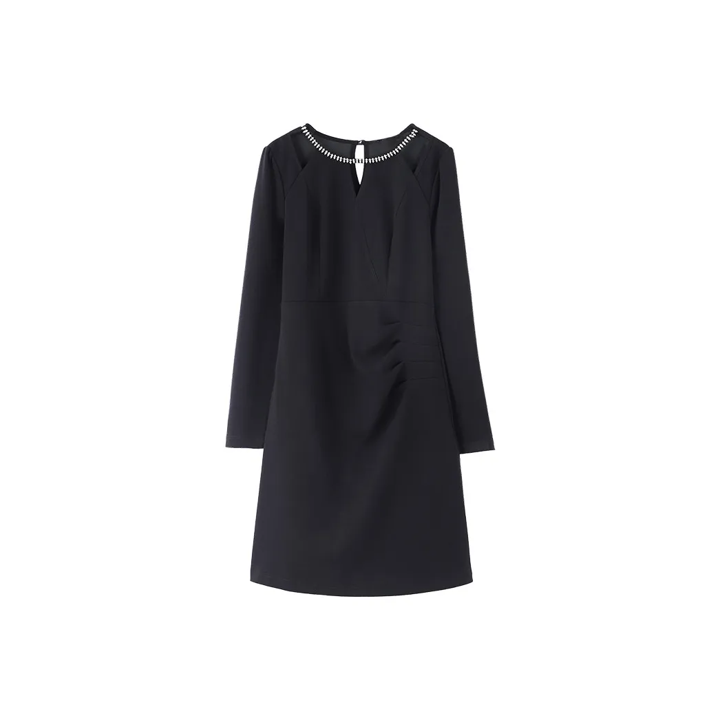 ZCDECO Длинное платье с длинным рукавом женское черное