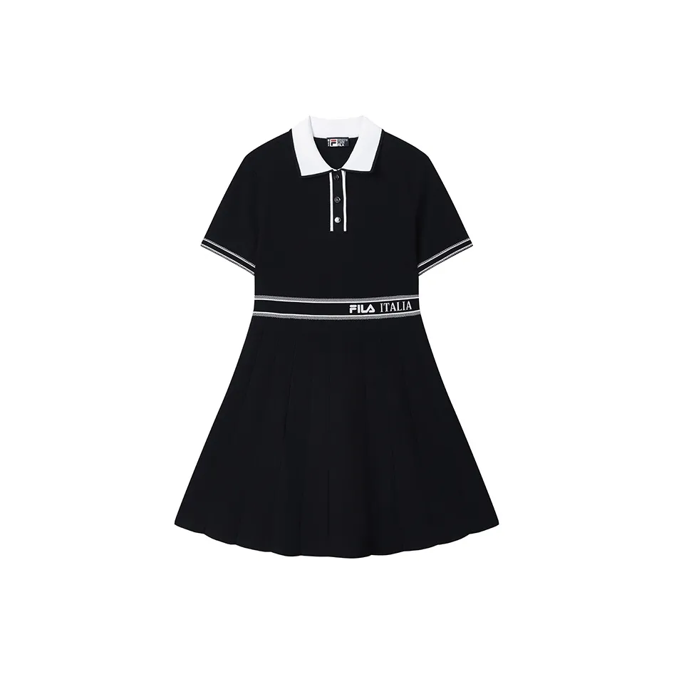 FILA Белое Короткое Платье с Короткими Рукавами Женское Легенда Синий