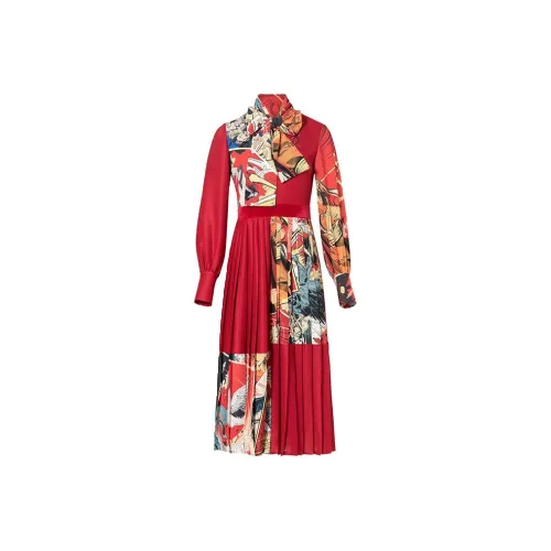 MUKZIN Red Женские Длинные Рукава Платья