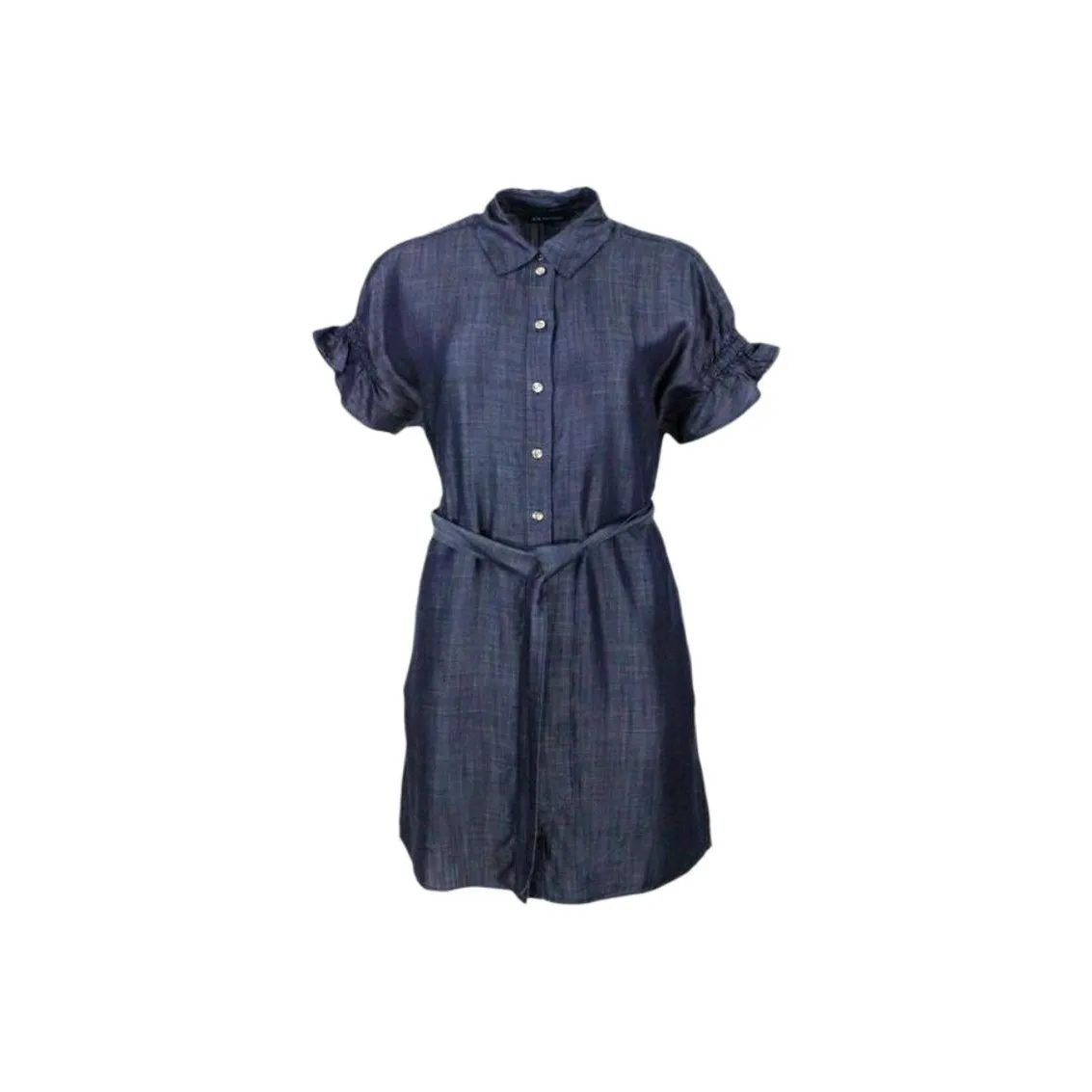 ARMANI EXCHANGEAE Короткое платье с короткими рукавами женское синее