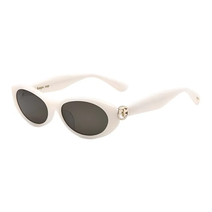 Fakeme Plate Frame Oval Sunglasses Unisex White