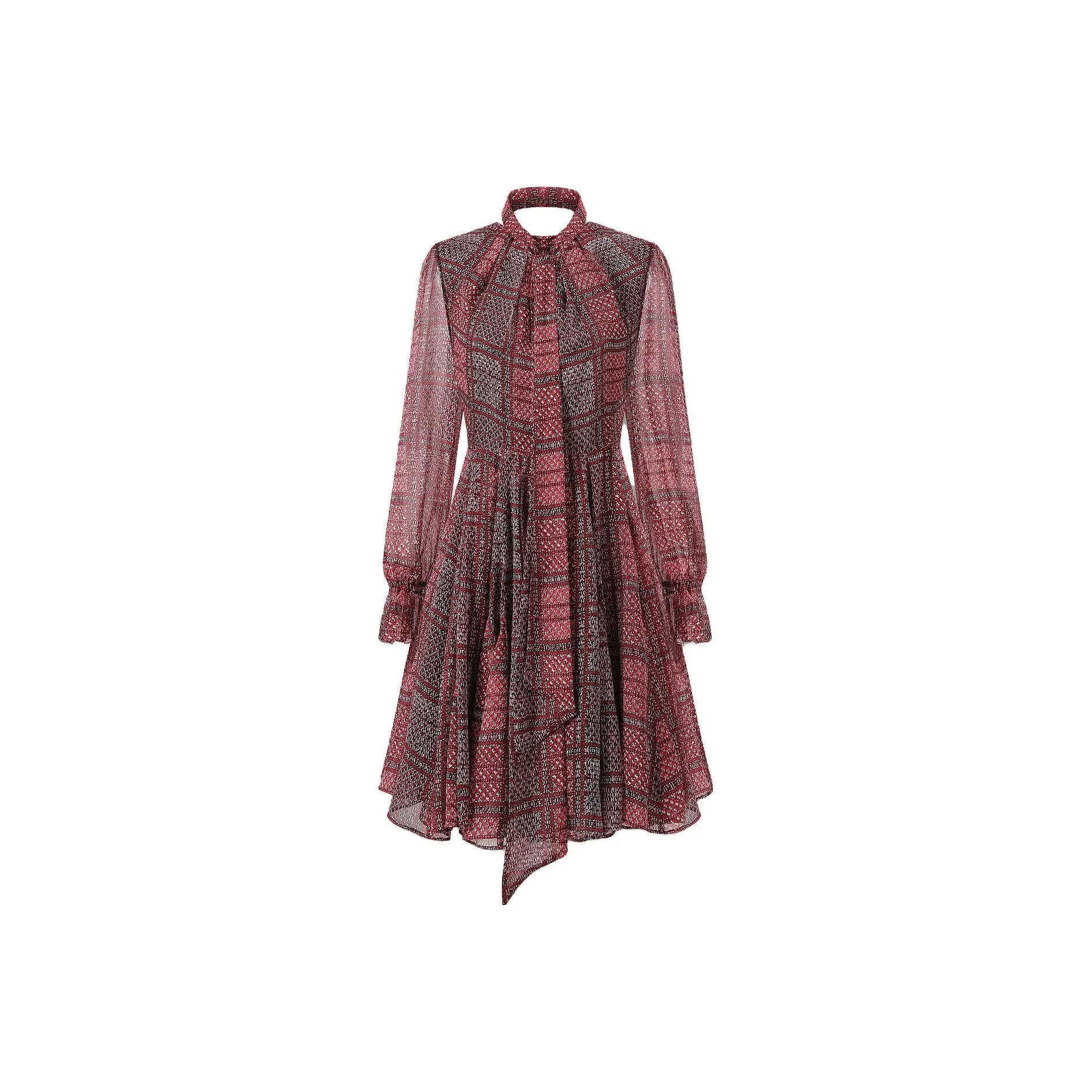 KARL LAGERFELD Длинное платье с длинными рукавами женское красное