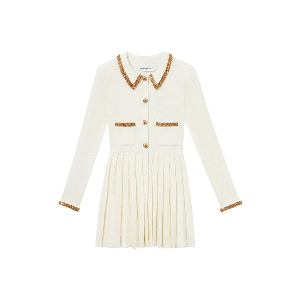 Self Портрет Длинное Платье с Длинными Рукавами Цвет Слоновая Кость Женское