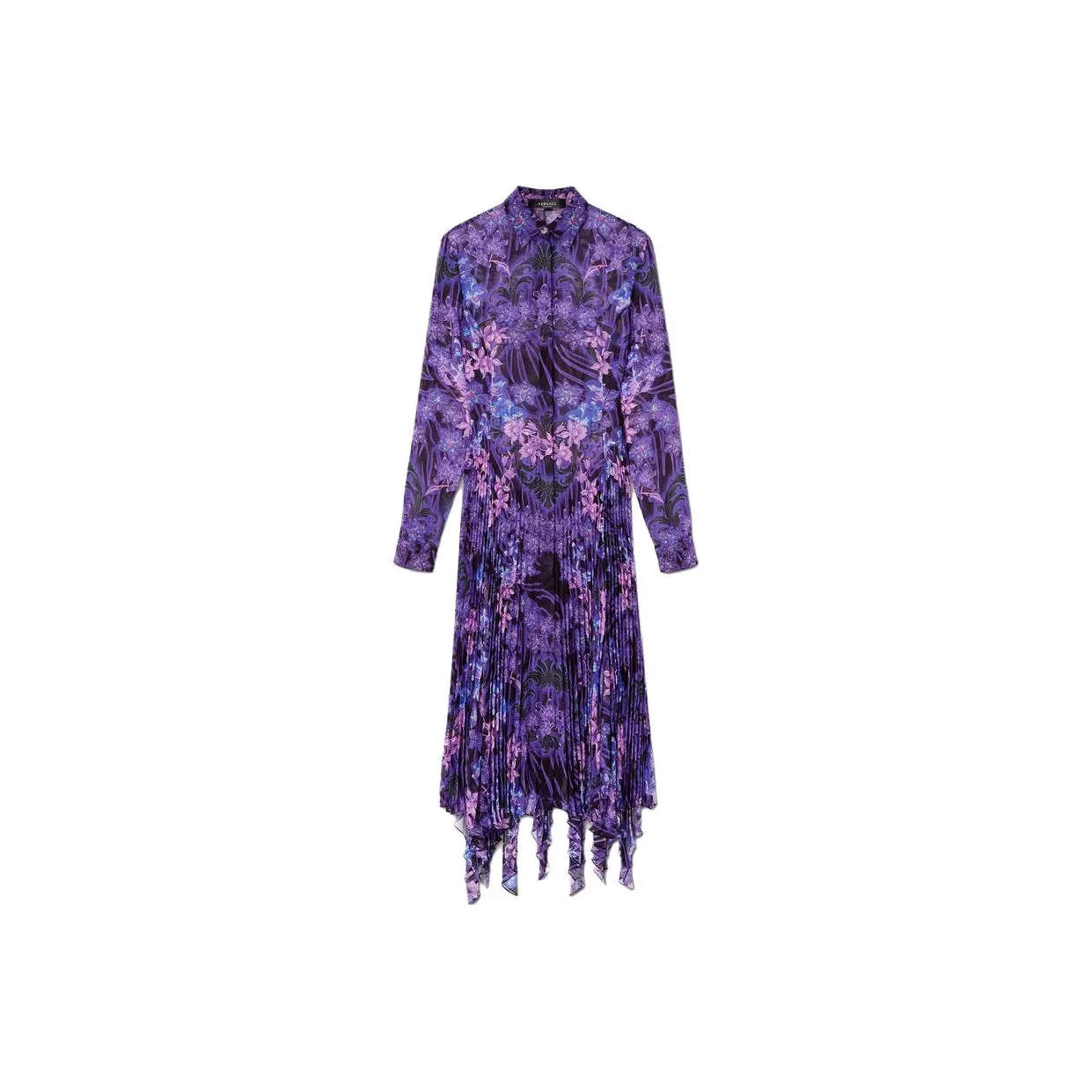 VERSACE Orchid Barocco-print Pleated Shirtdress