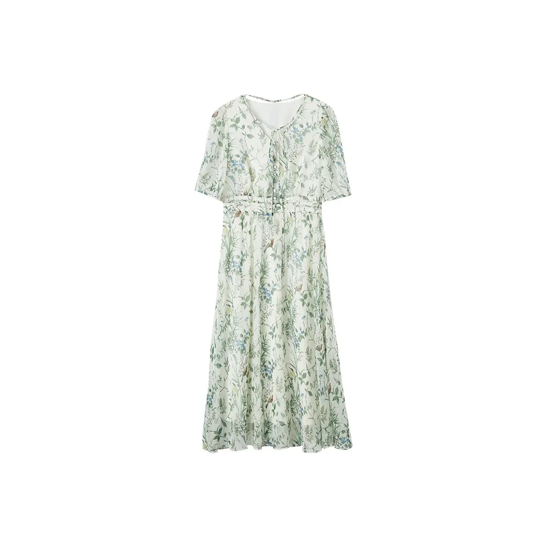 XIANGYING Короткий рукав Платье Женское Зеленое