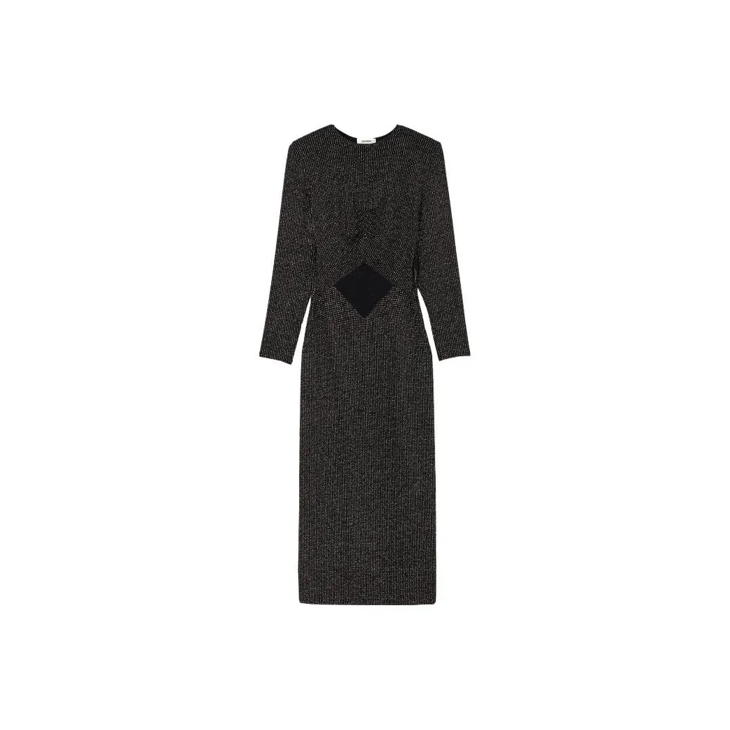 Sandro Metallic-finish Tweed Midi Dress