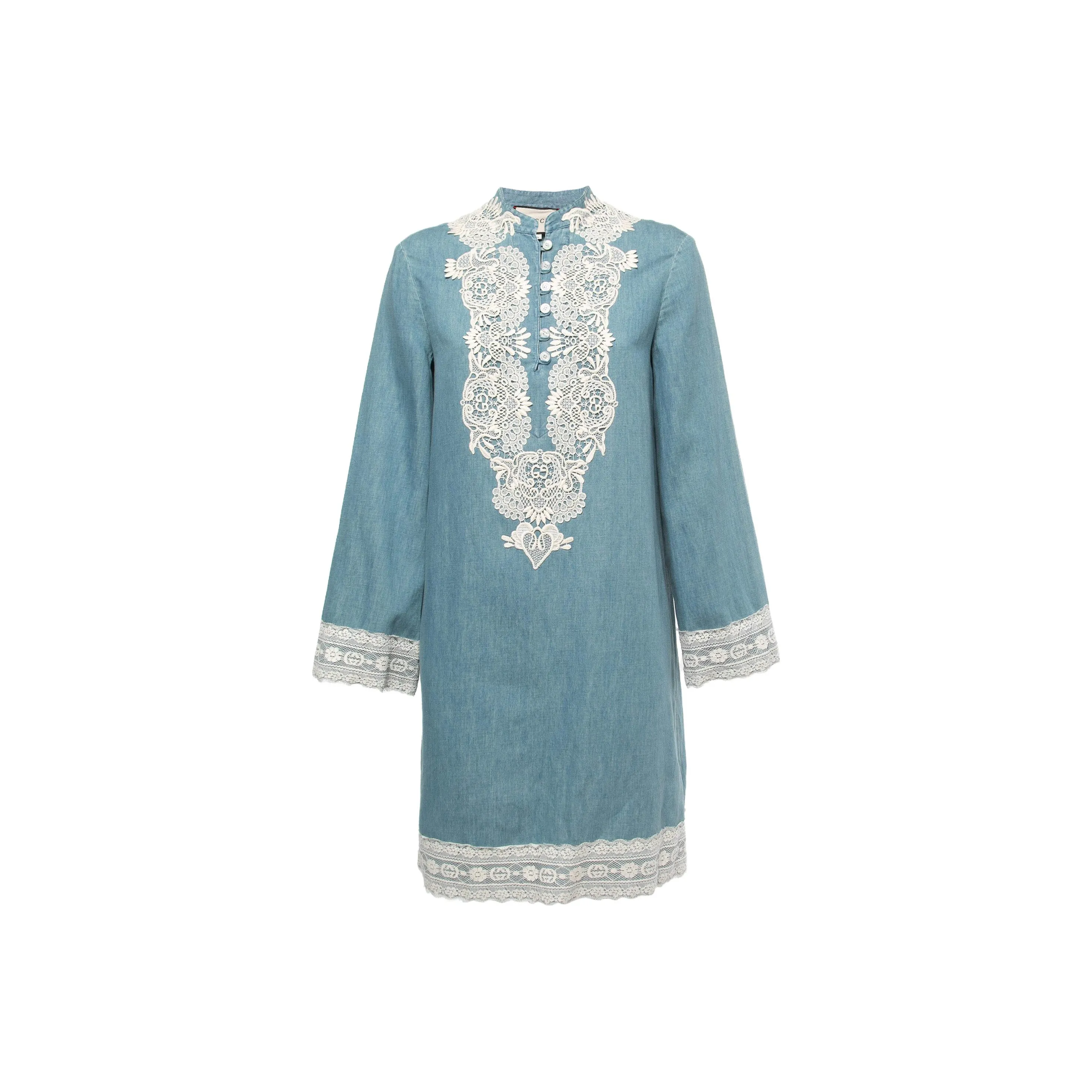 GUCCI Long Sleeved Dress Women's Sky Blue