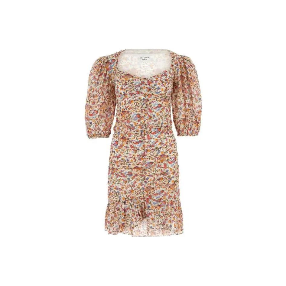 ISABEL MARANT Floral-Printed Sweetheart Neck Mini Dress