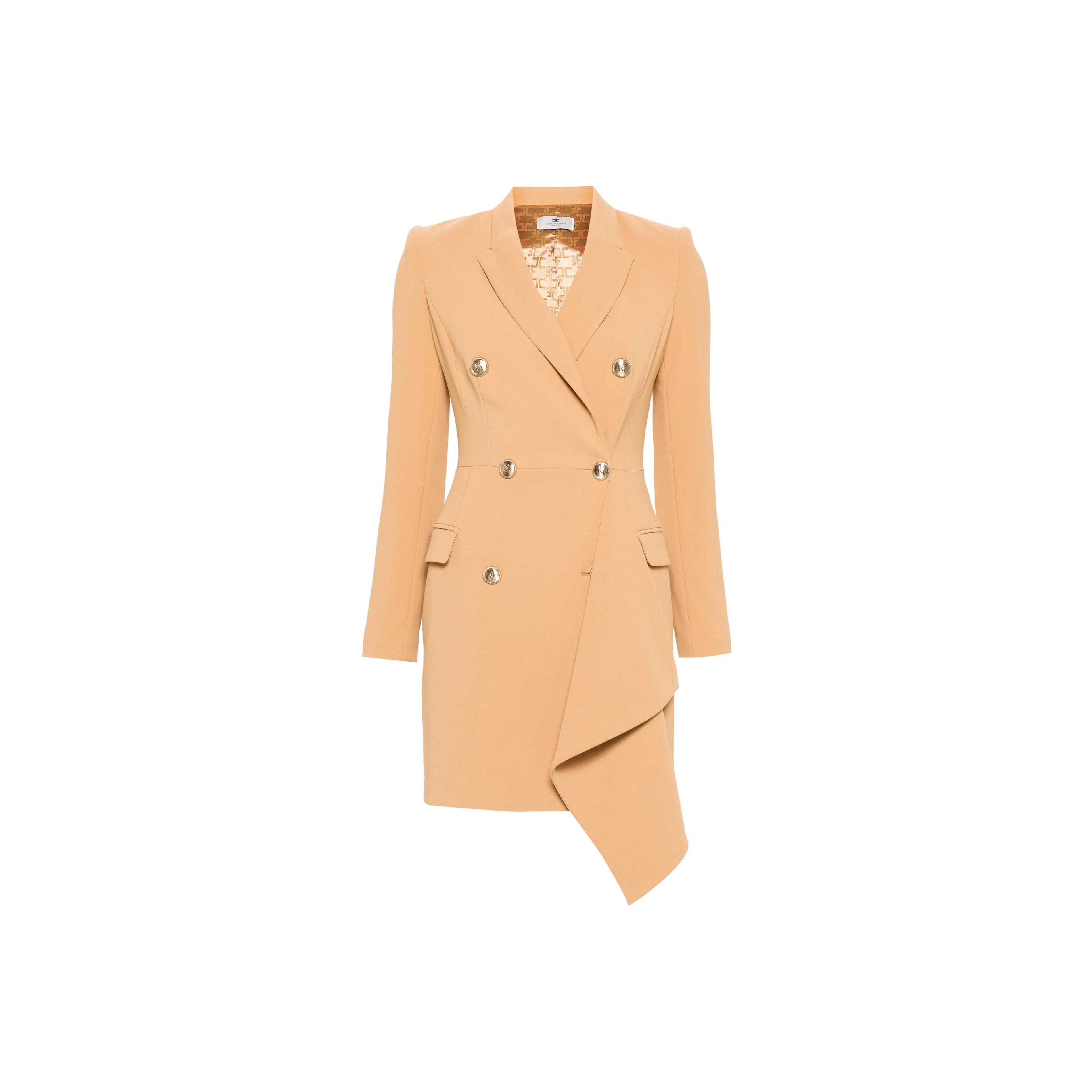 Elisabetta Franchi Double Breasted Ruffled Coat Dress