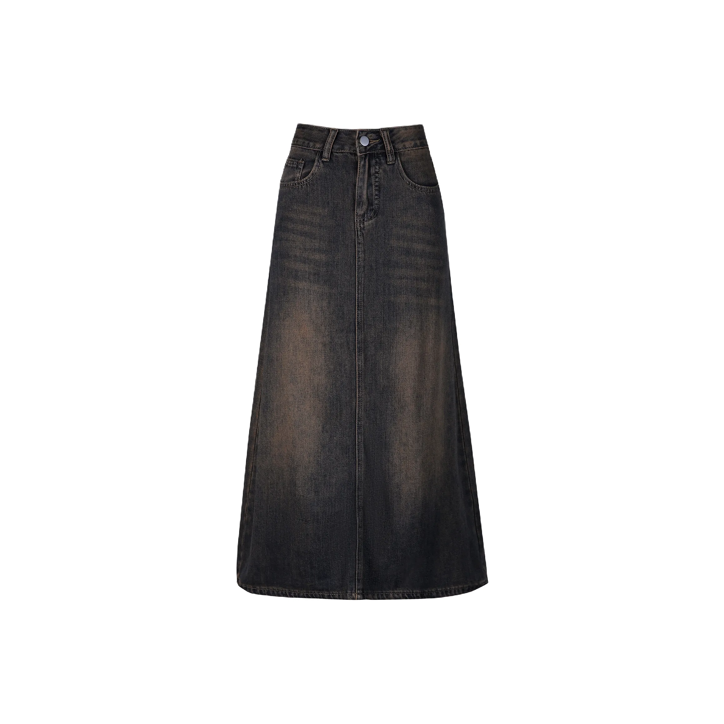 Wen Shan Деним Длинная Юбка Женская Желтая Грязь