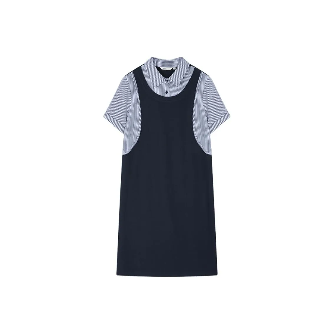 Mo Han Yi Mei SS24 Short Sleeved Dress Women's Navy Blue