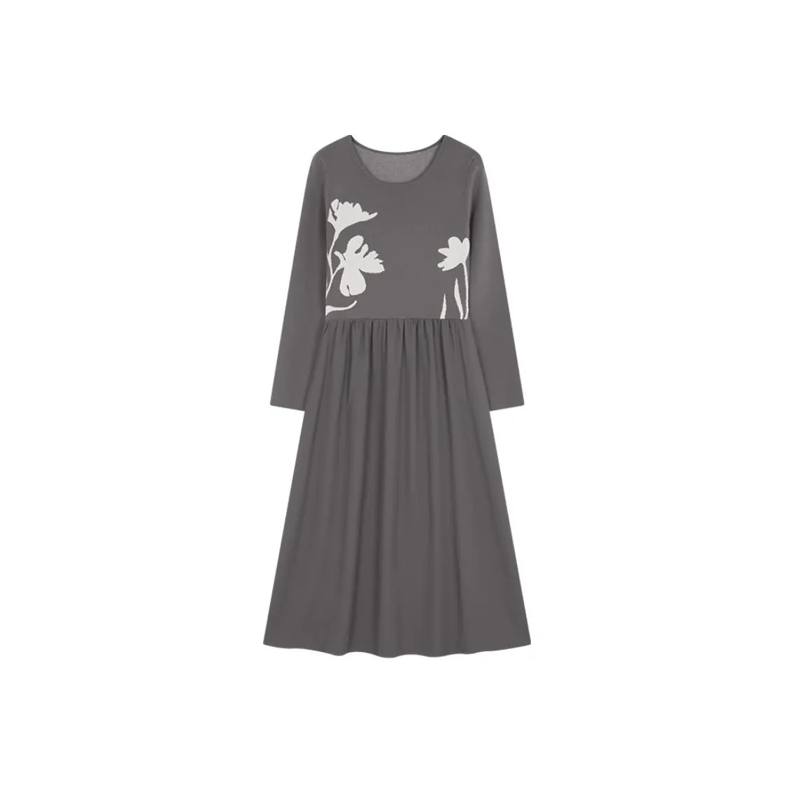 IHIMI Длинное платье с длинными рукавами женское средний серый