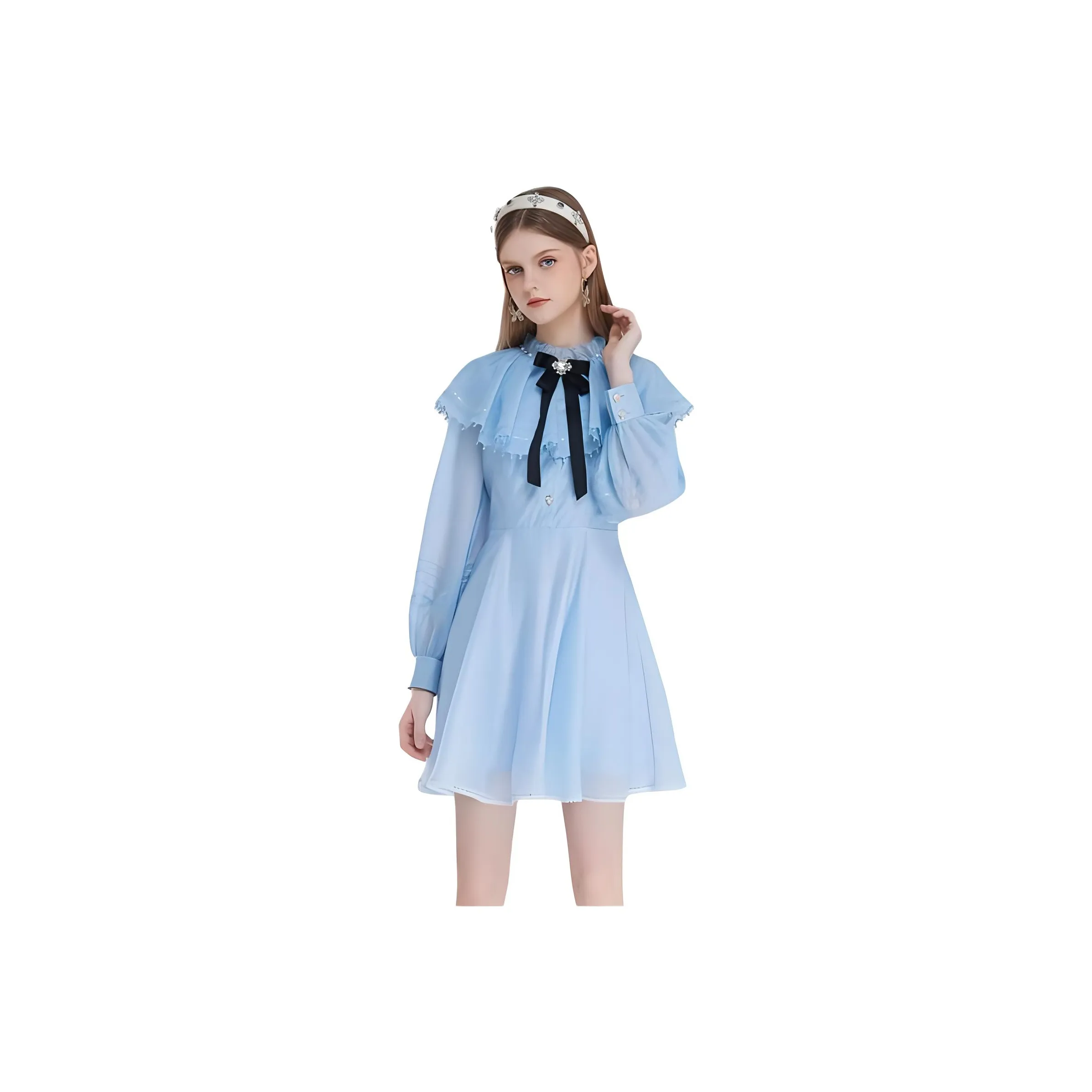 AIVEI Long Sleeved Dress Women's Blue