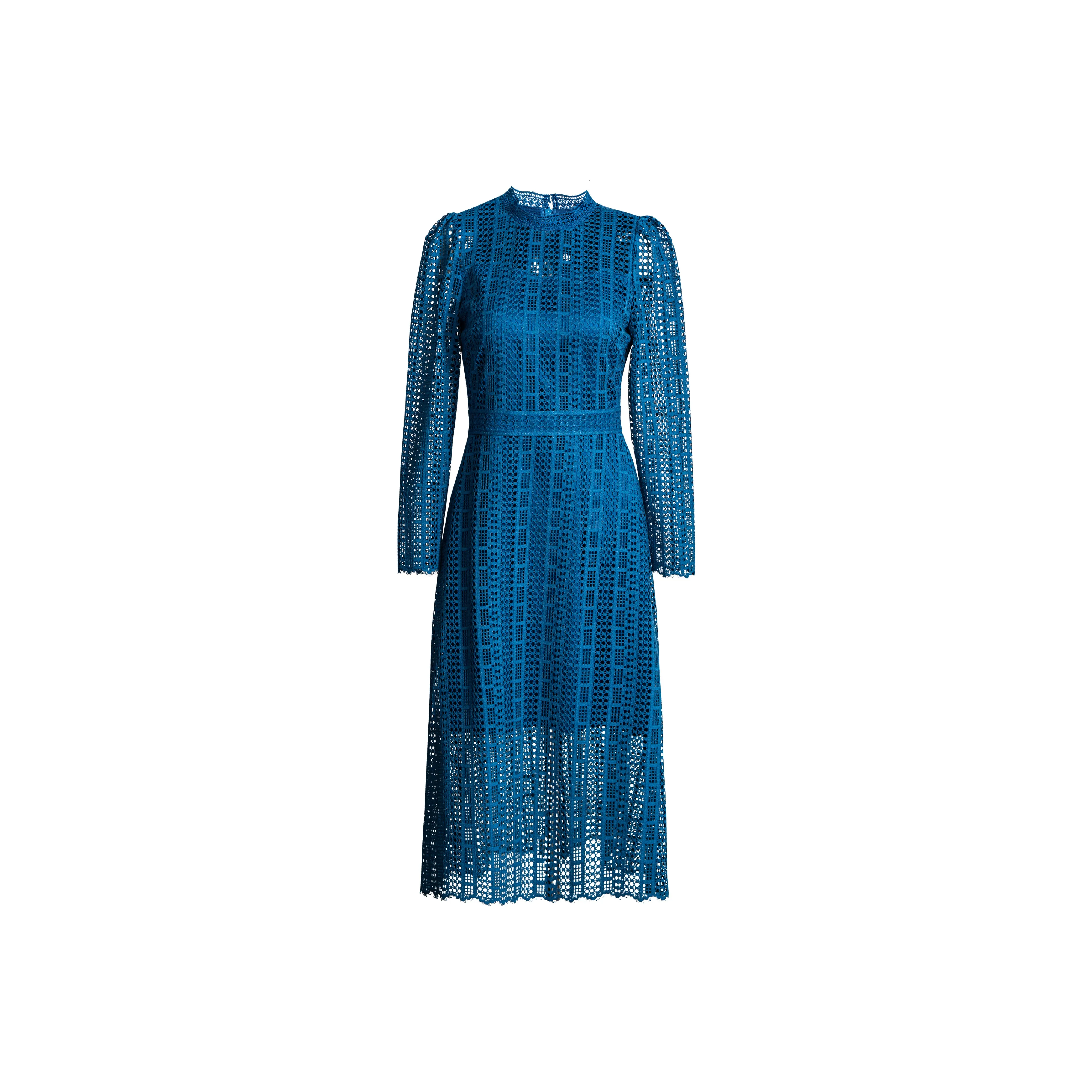 ROEYSHOUSE Длинное платье с длинными рукавами женское павлин синий