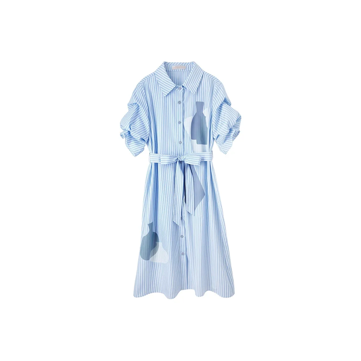 SENTUBILA Синие полосы Цветочный Женские Короткие Платья с Рукавами