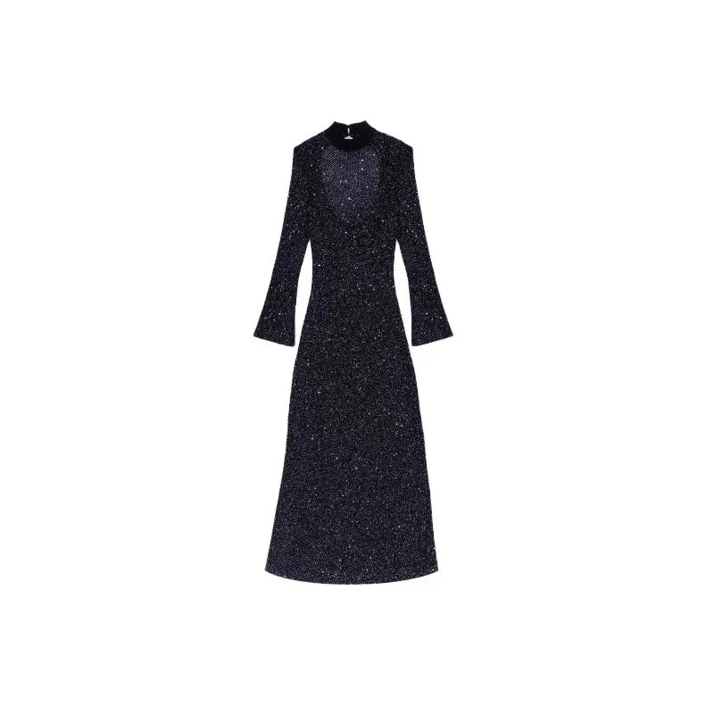 Maje Sequin-embellished Open-back Dress
