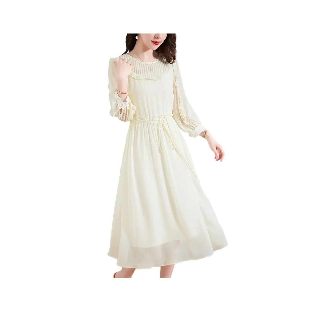 Ink Beauty Long-Sleeved Dresses Women's Beige