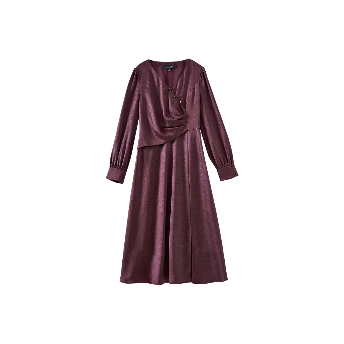 OUNIXUE Длинное платье с длинными рукавами женское темно-фуксия