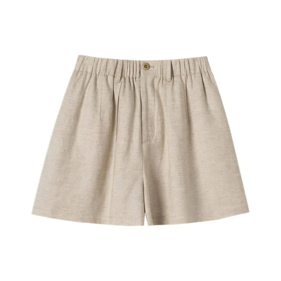 Hacikis Casual Shorts Women's Natural Wood Linen
