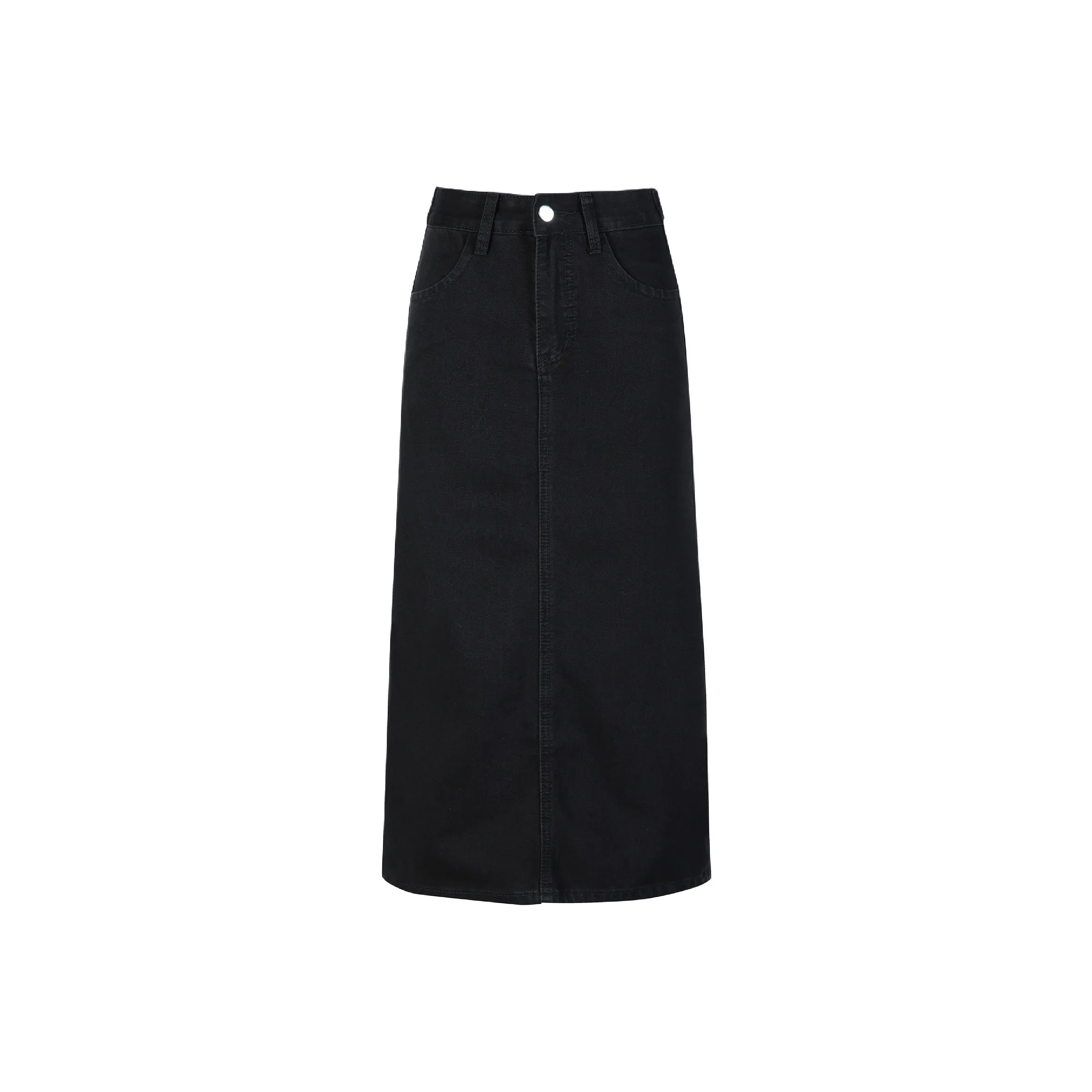 Wen Shan Деним Длинная Юбка Женская Черная