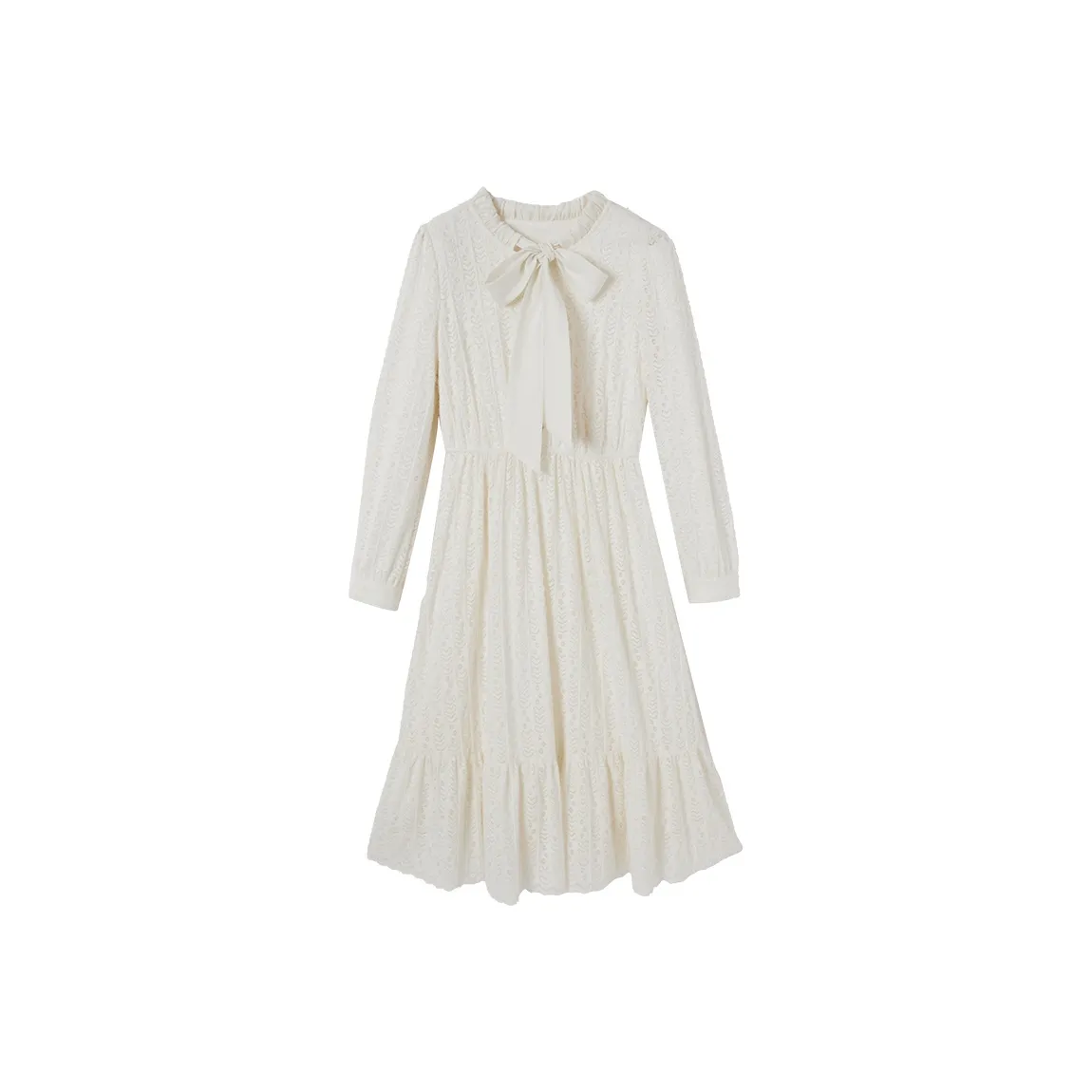 XIANGYING Long Sleeved Dress Women's Beige