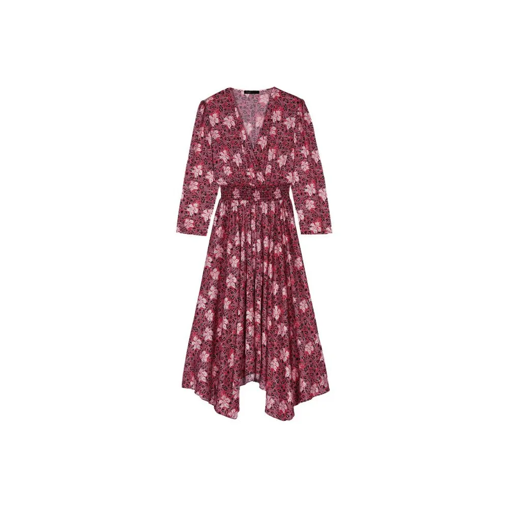 Maje Длинное платье с длинными рукавами женское многоцветное