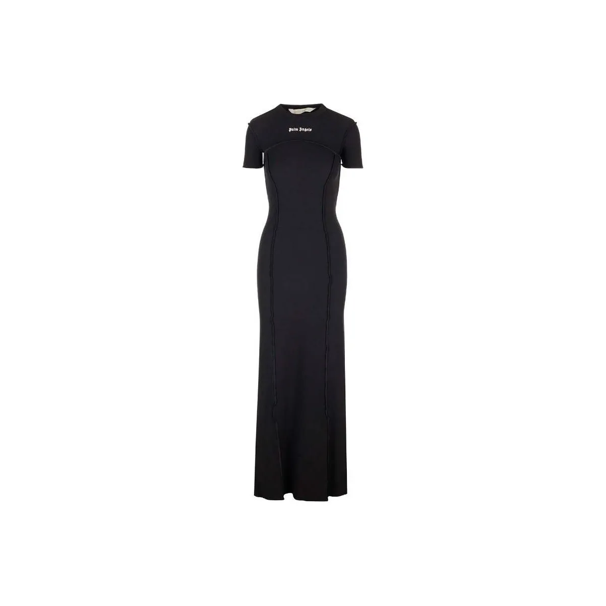 PALM ANGELS Open Back Logo Rib Dress Black
