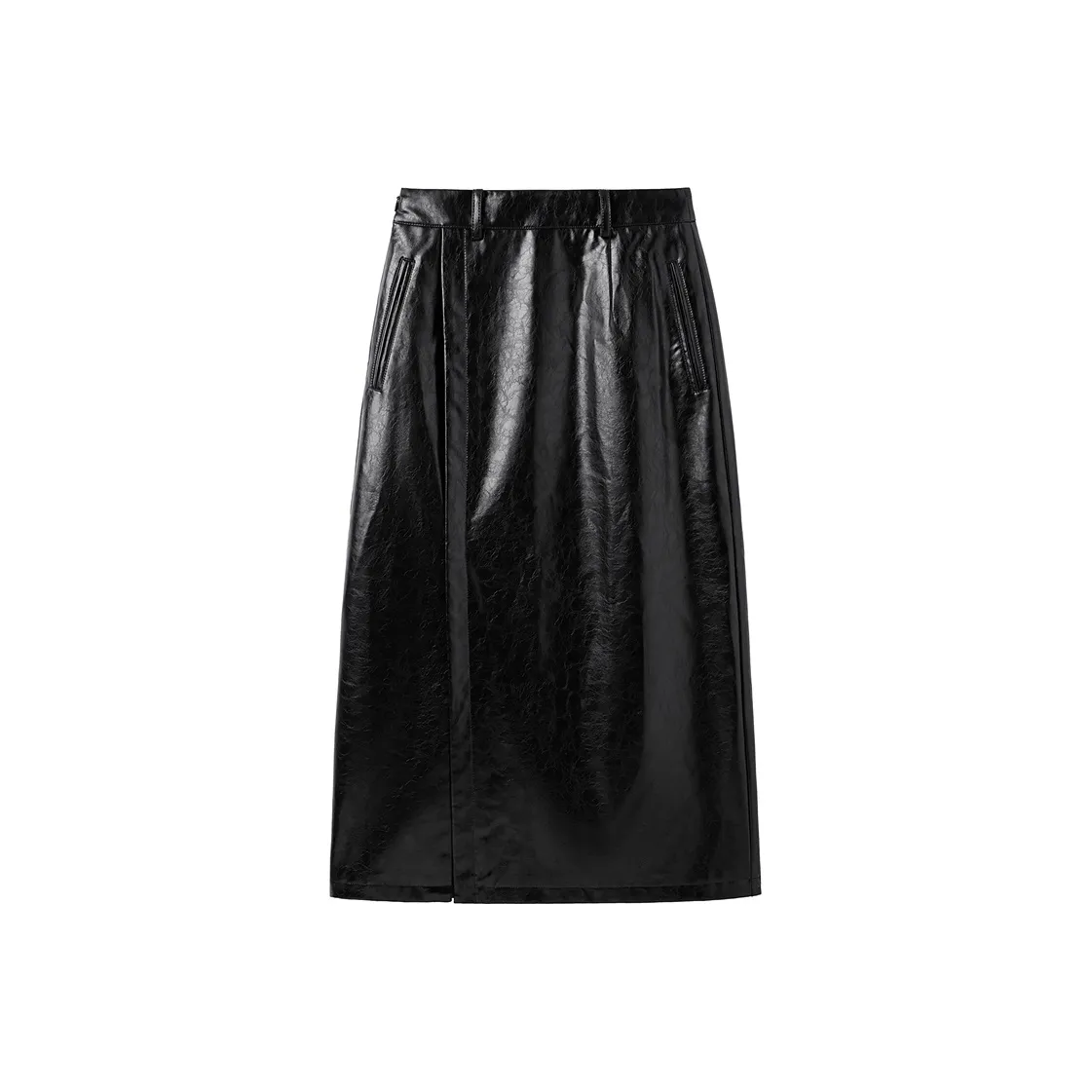 PEACEBIRD Кожа Длинная Юбка Женская Черная