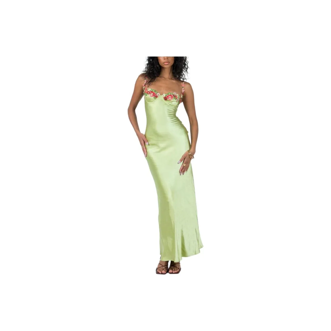 PRINCESS POLLY KENZIE MAXI DRESS Slip Dresses Women's Avocado Green
