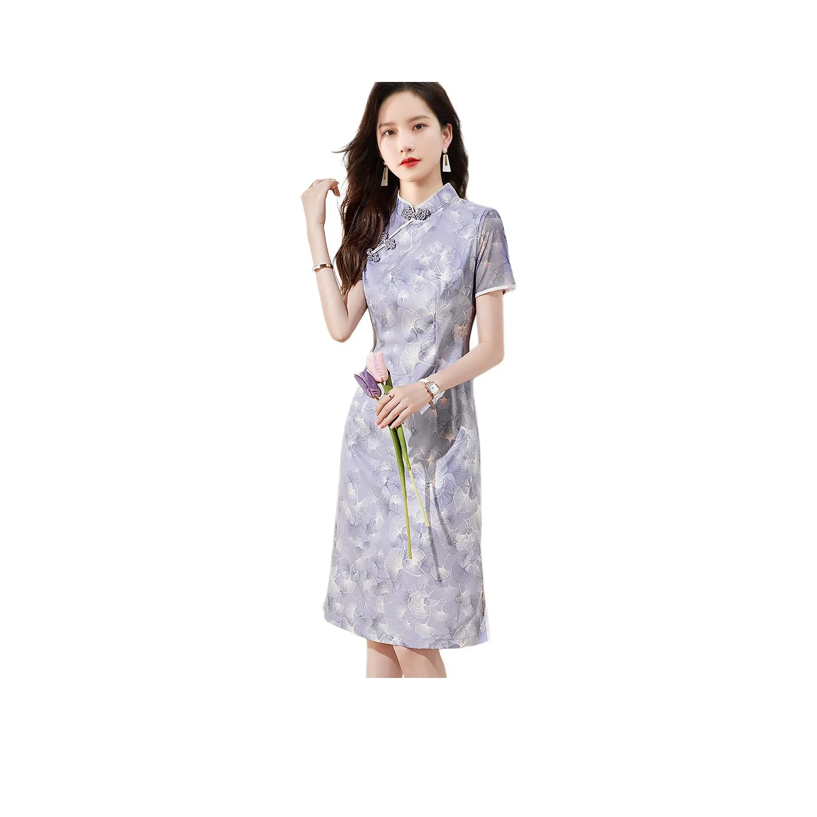Mo Han Yi Mei Short-Sleeved Dresses Women's Purple