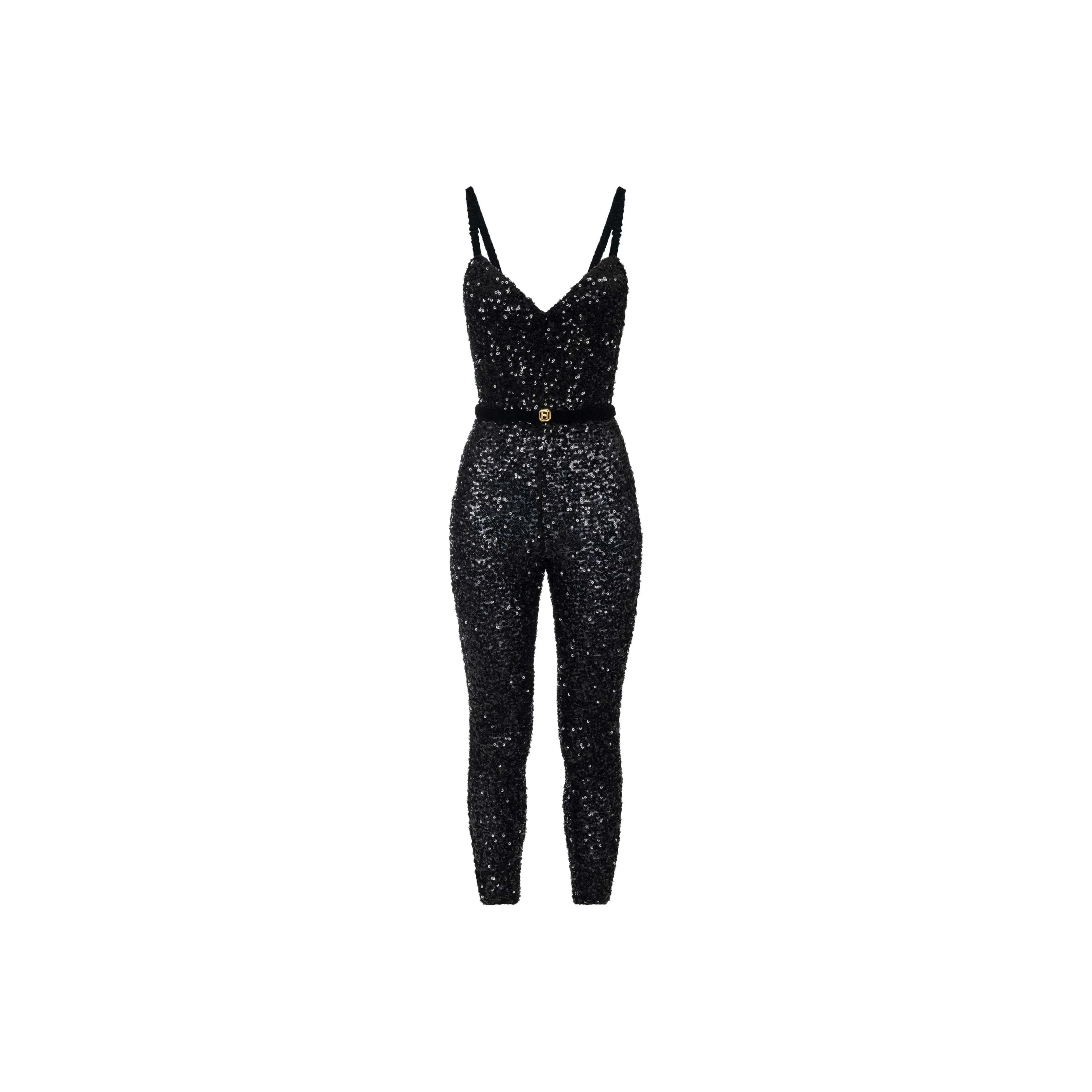 Elisabetta Franchi Sequin Belt Jumpsuit