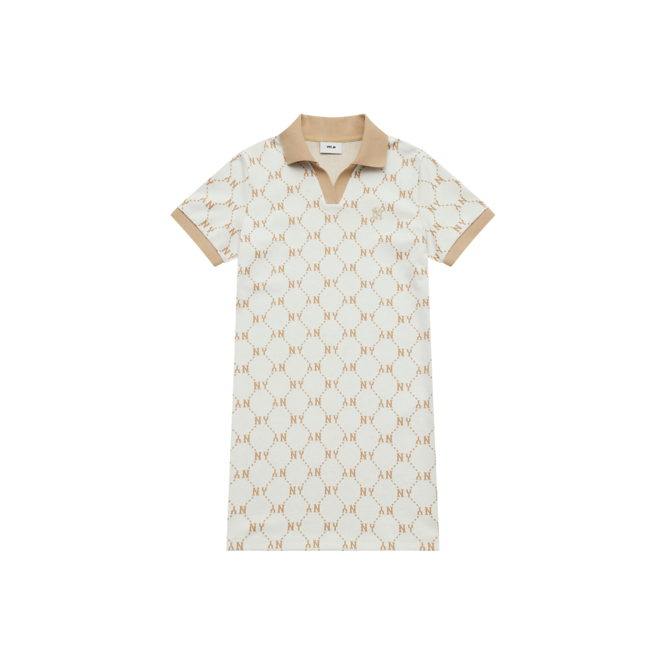 MLB MONOGRAM Коллекция New York Yankees SS25 Короткий рукав Платье Женское Айвори Белый