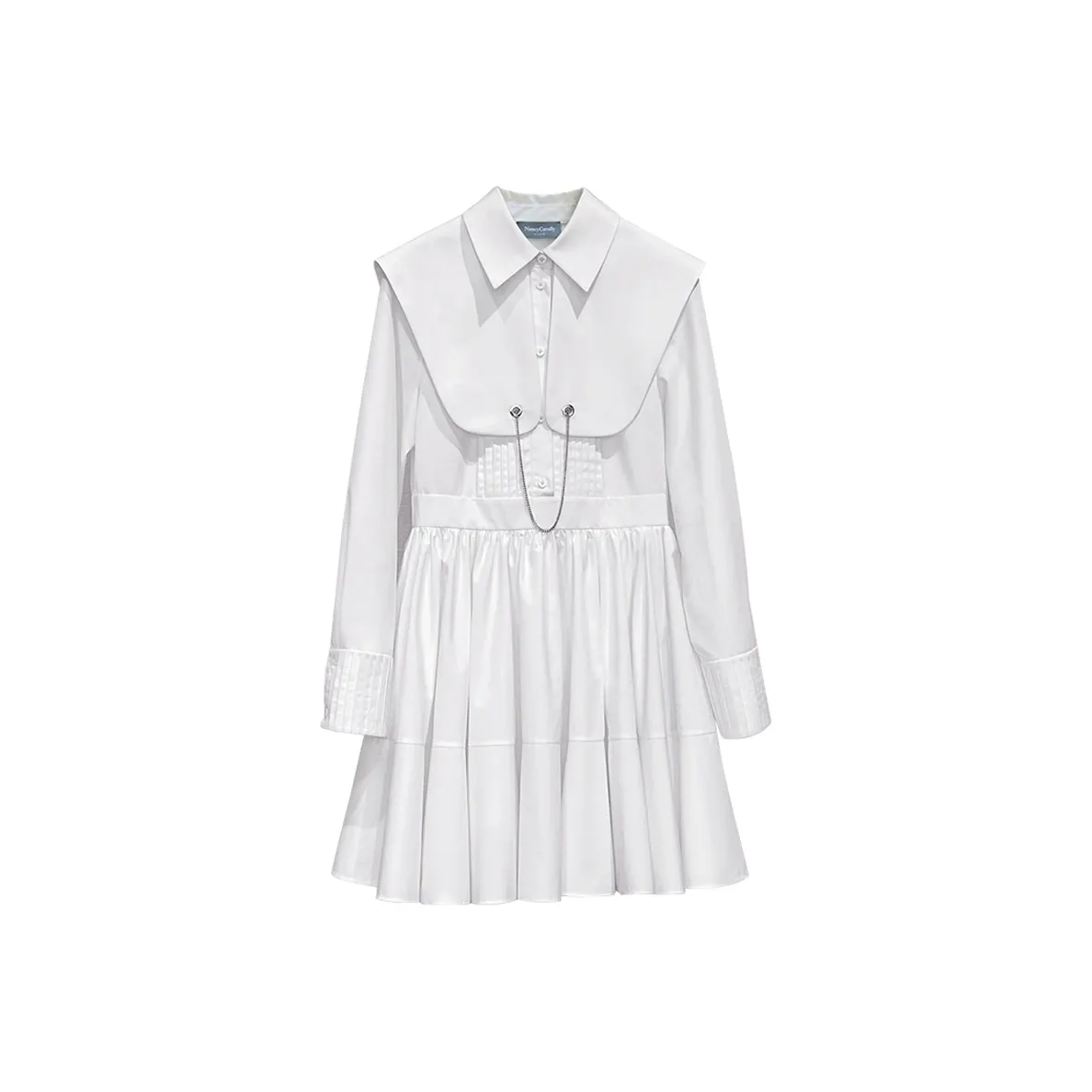 NancyCavally Белое Женское Длинное Платье с Длинным Рукавом