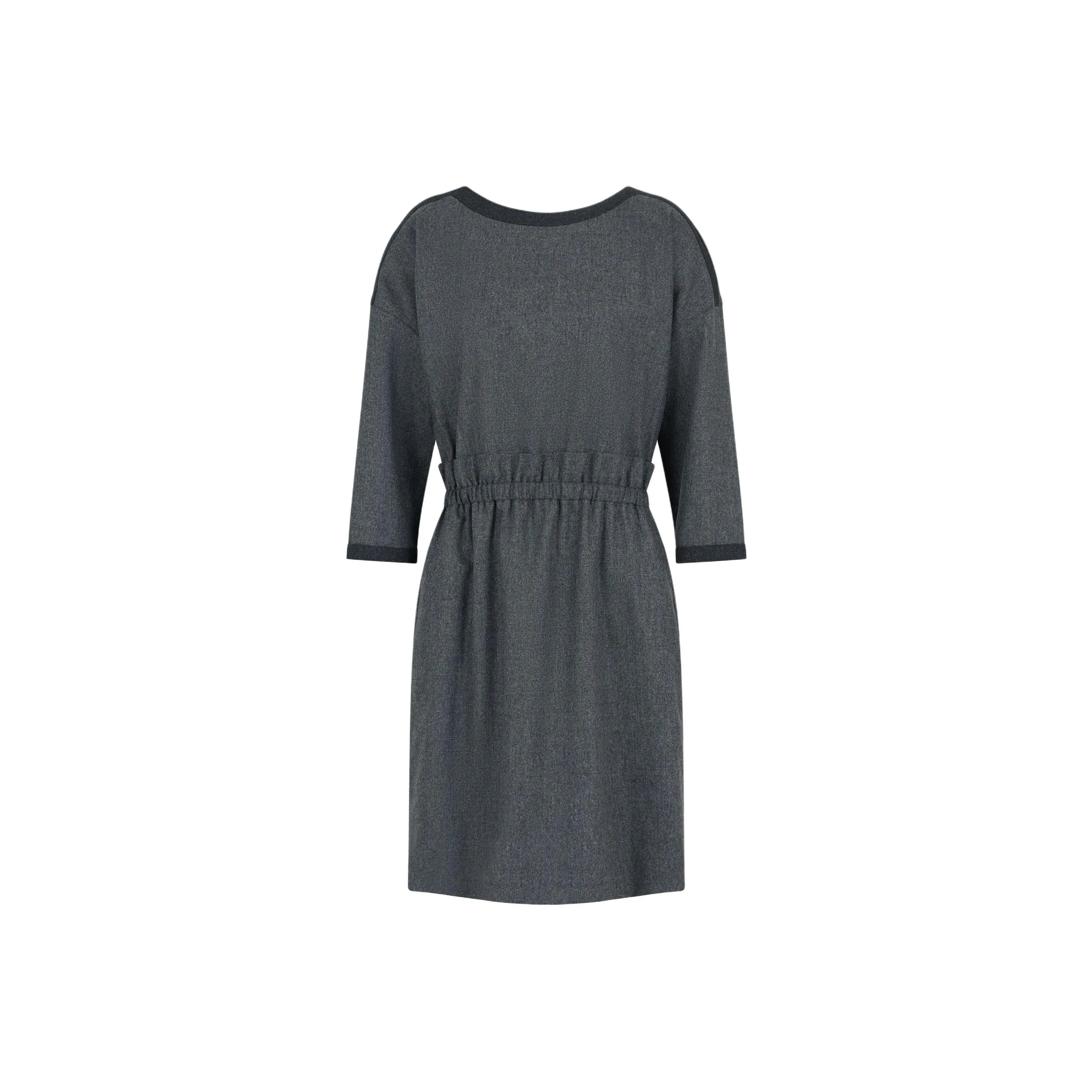 EMPORIO ARMANI Icon Mélange Wool Flannel Dress With Gathering At The Waist