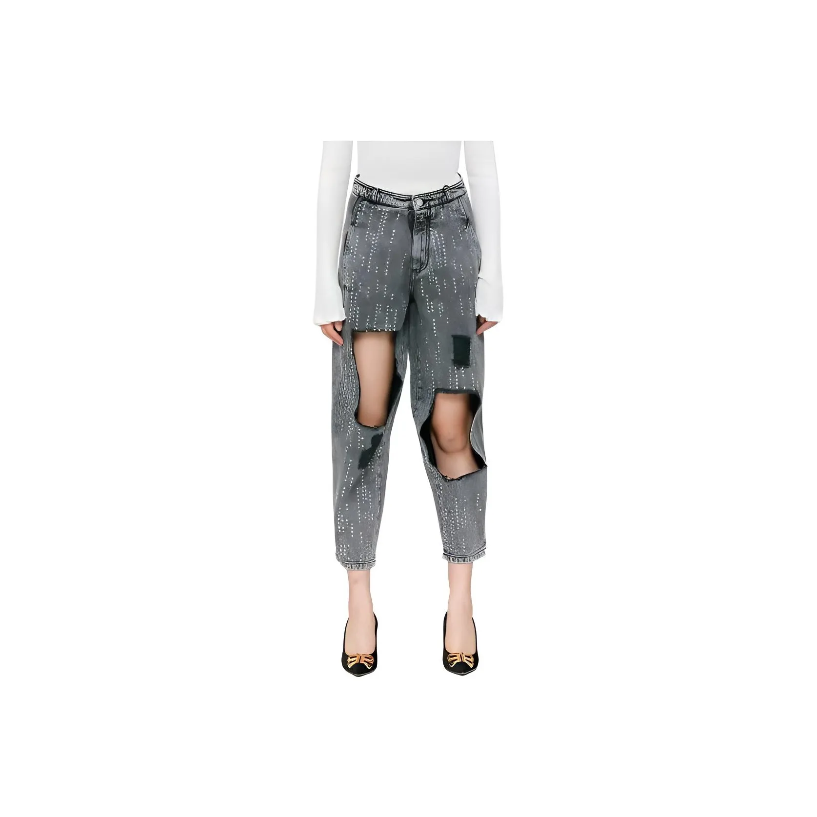 sostellaire Square Acetate Sunglasses Womens Black Jeans Women's Gray