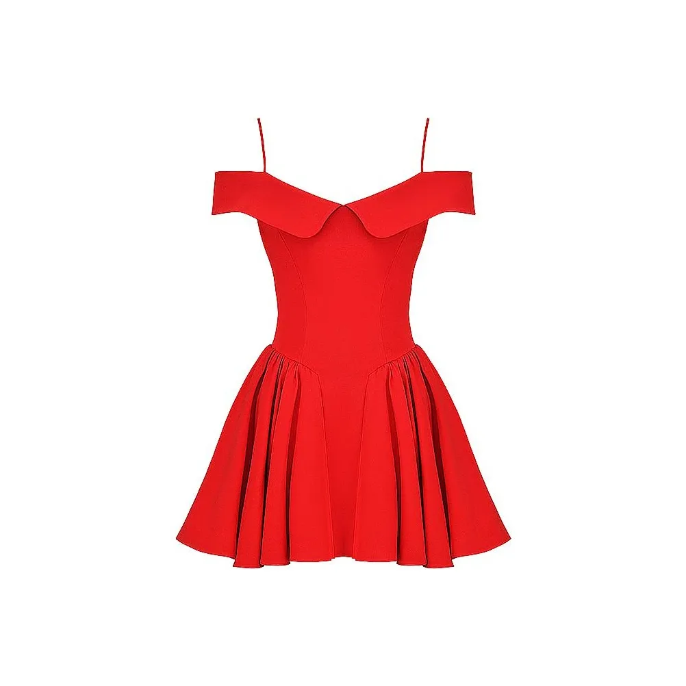HOUSE OF CB ELIDA Short Sleeved Dress Women's Red