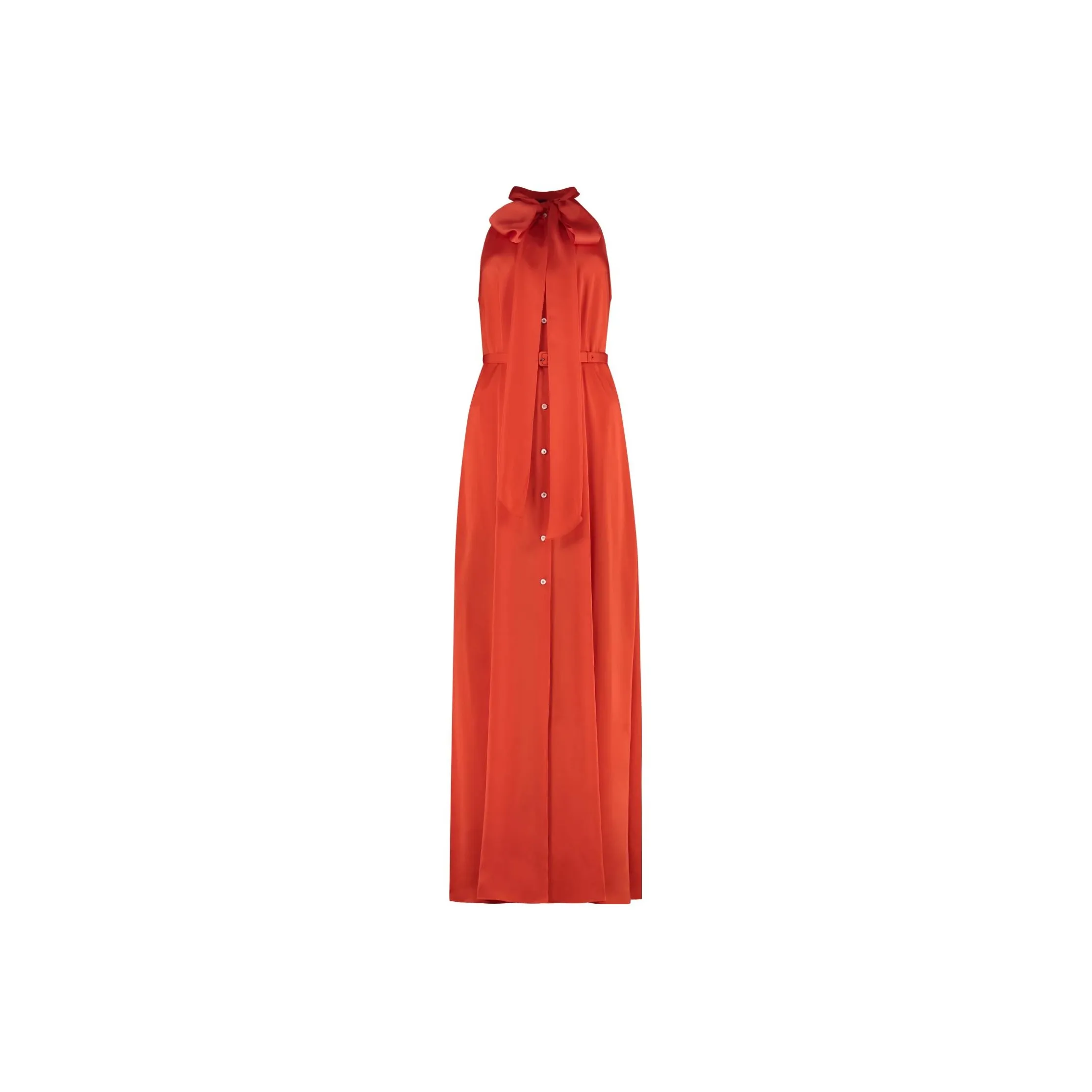 ASPESI Halterneck Button Detailed Midi Shirt Dress