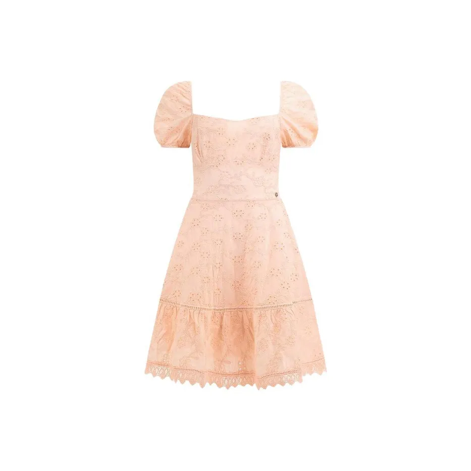 GUESS Short Sleeved Dress Women's Pink