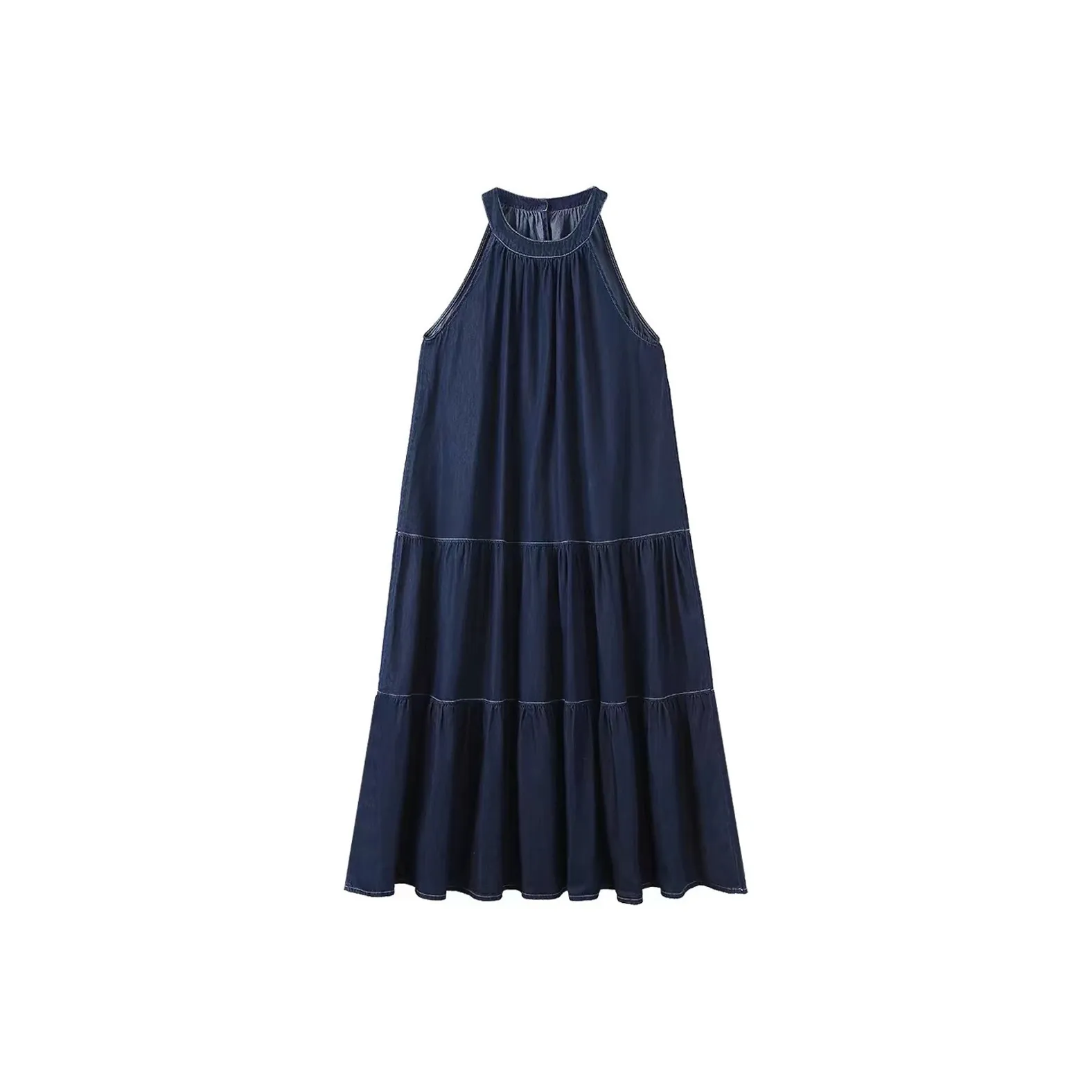 MM Sleeveless Dress Women's Denim Blue