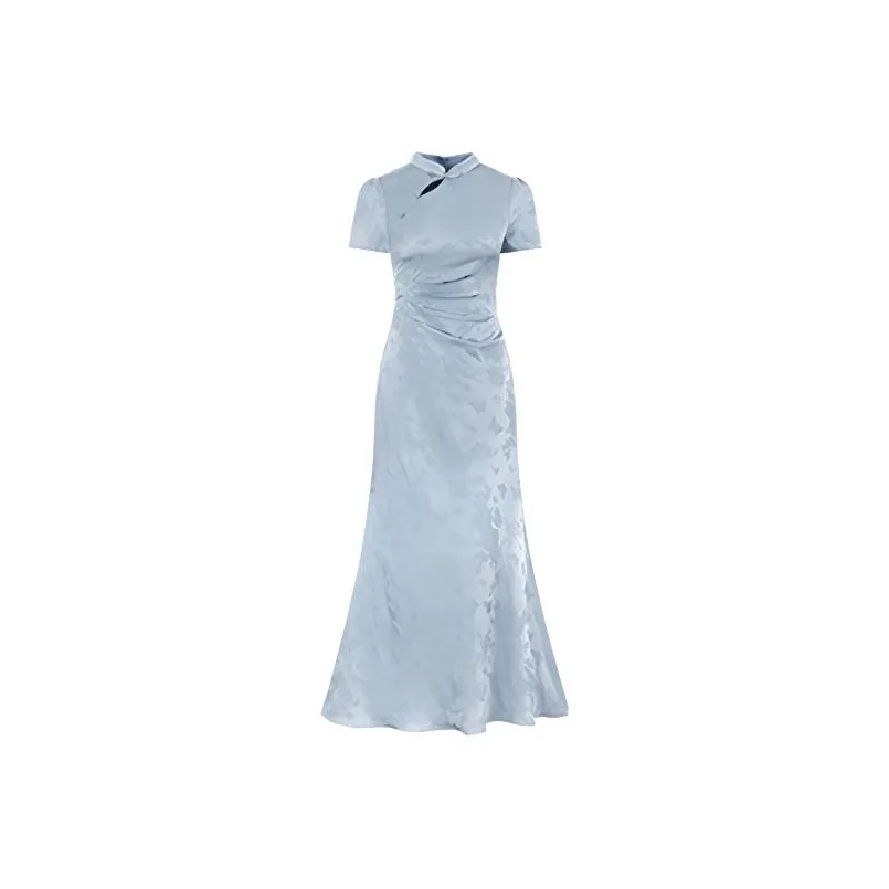 COVT Короткий рукав Платье Женское Синее