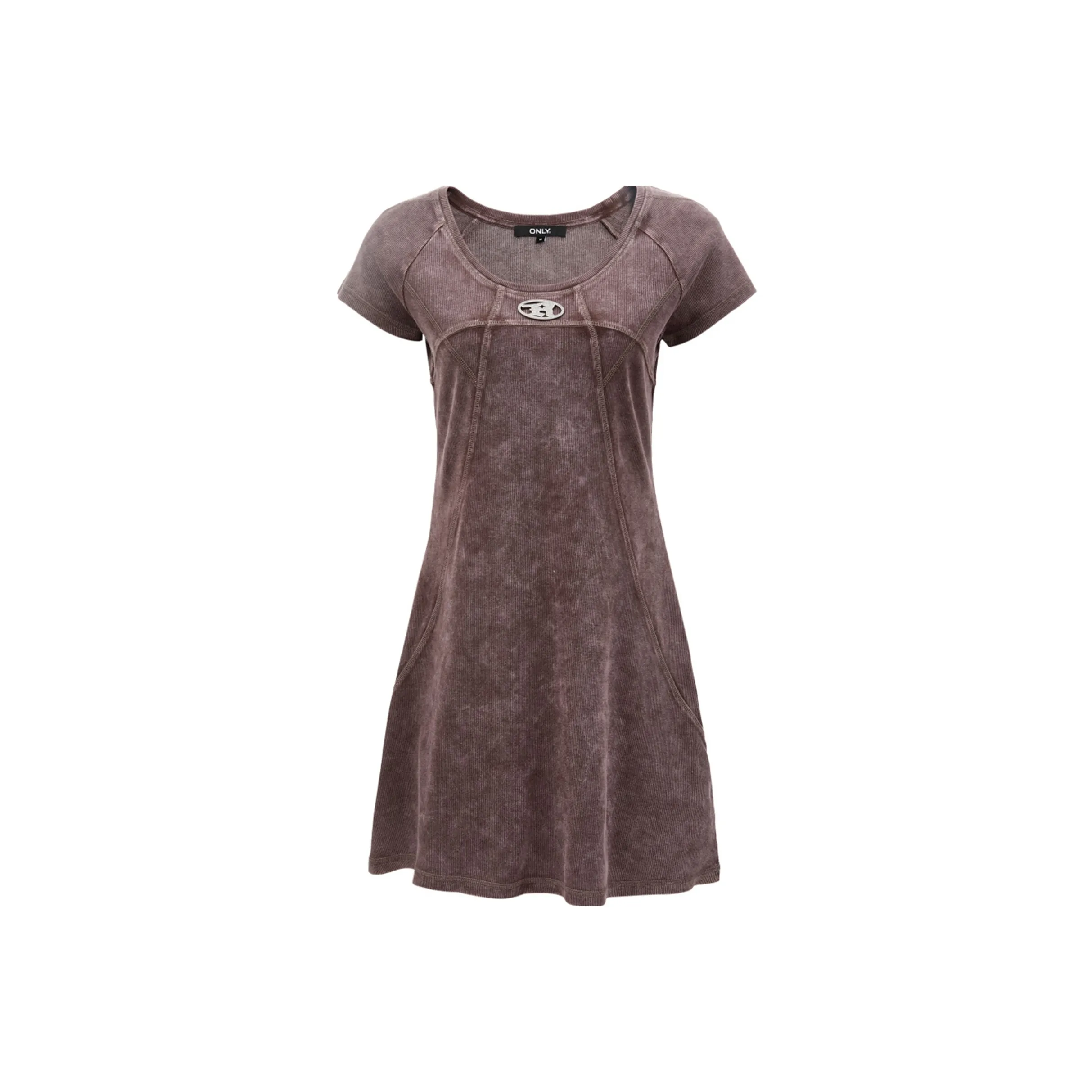 Only E09 Темный Пыль Серый Женские Короткие Платья с Рукавами