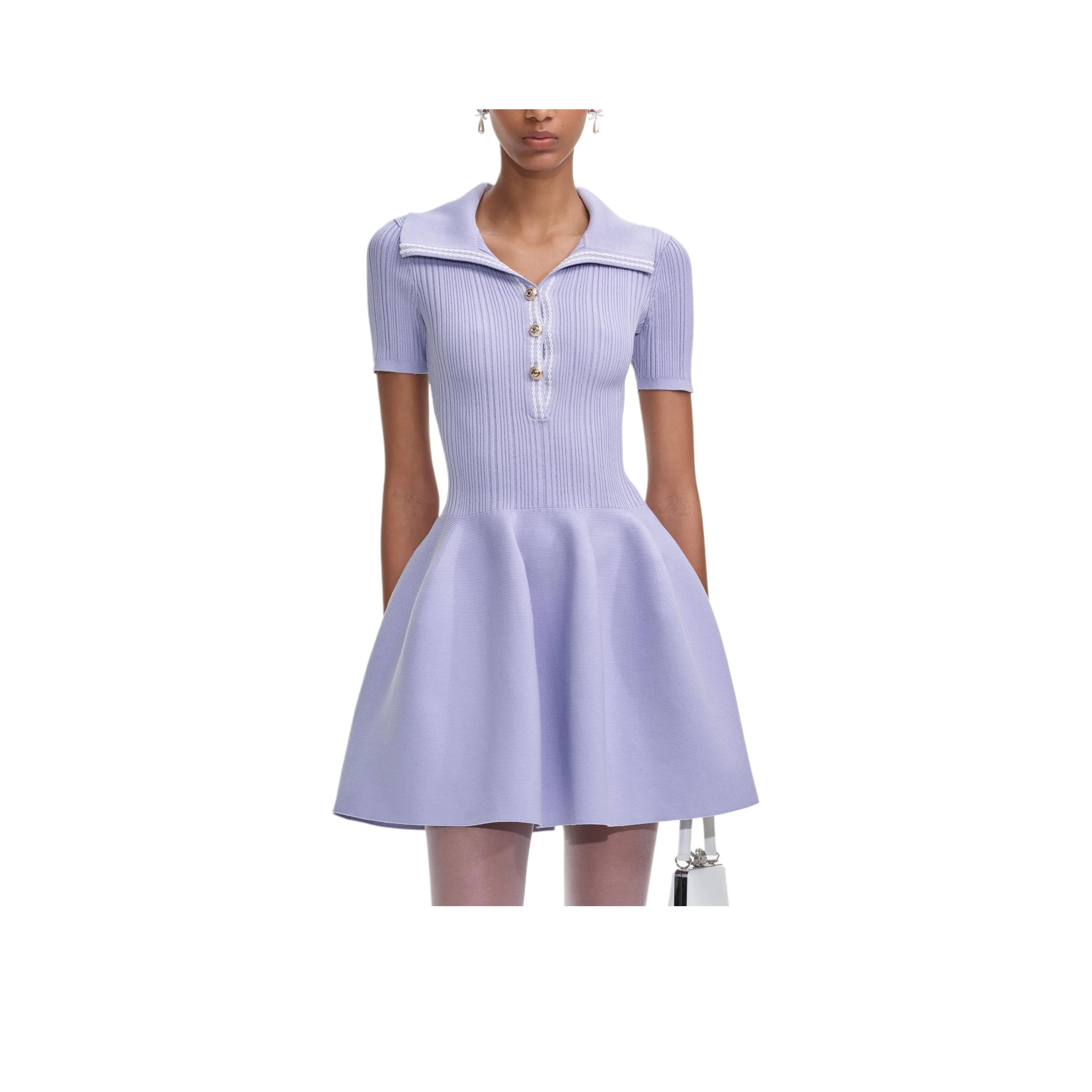 Self portrait Short Sleeved Dresses Women's Light Purple
