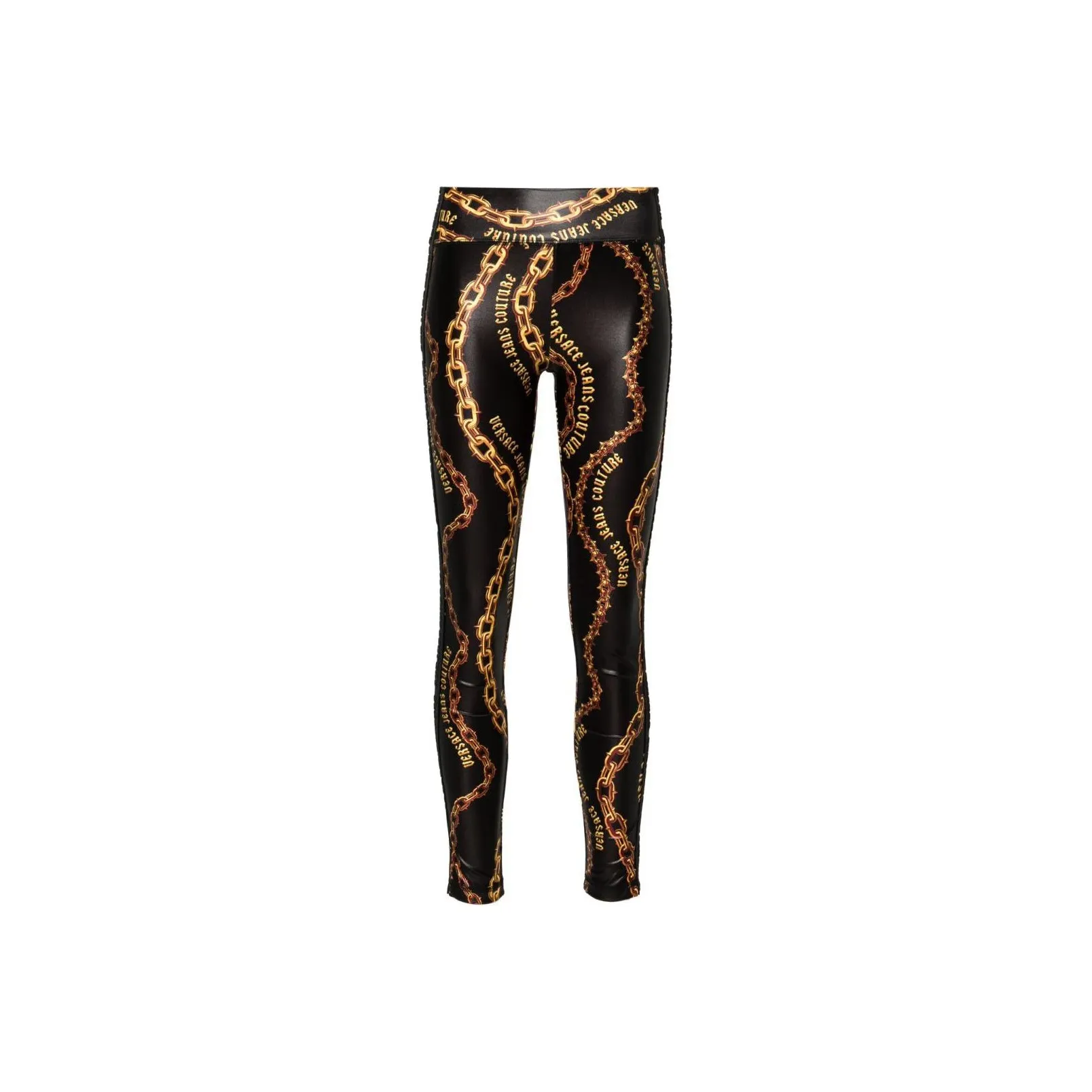 Missguided Brassière di jeans con nodo rosa in coordinato Chain print Leggings