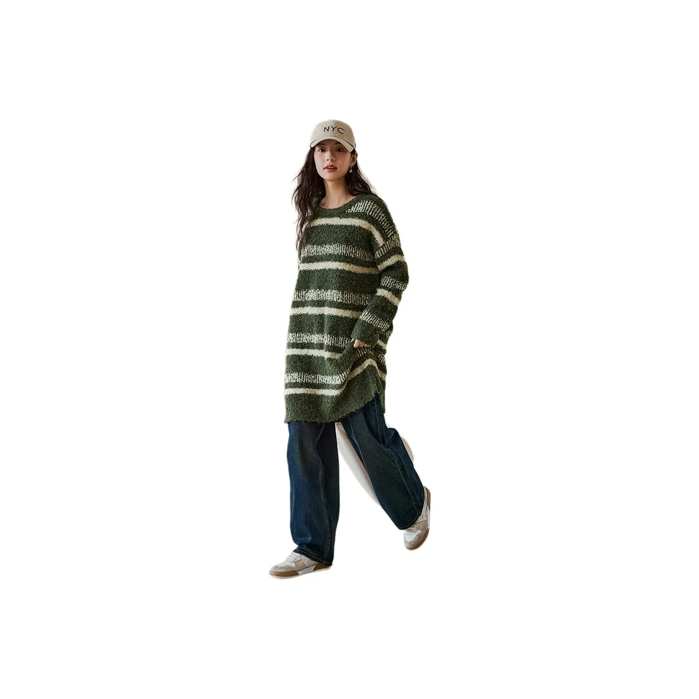 Demana Dress Women's Green Stripes