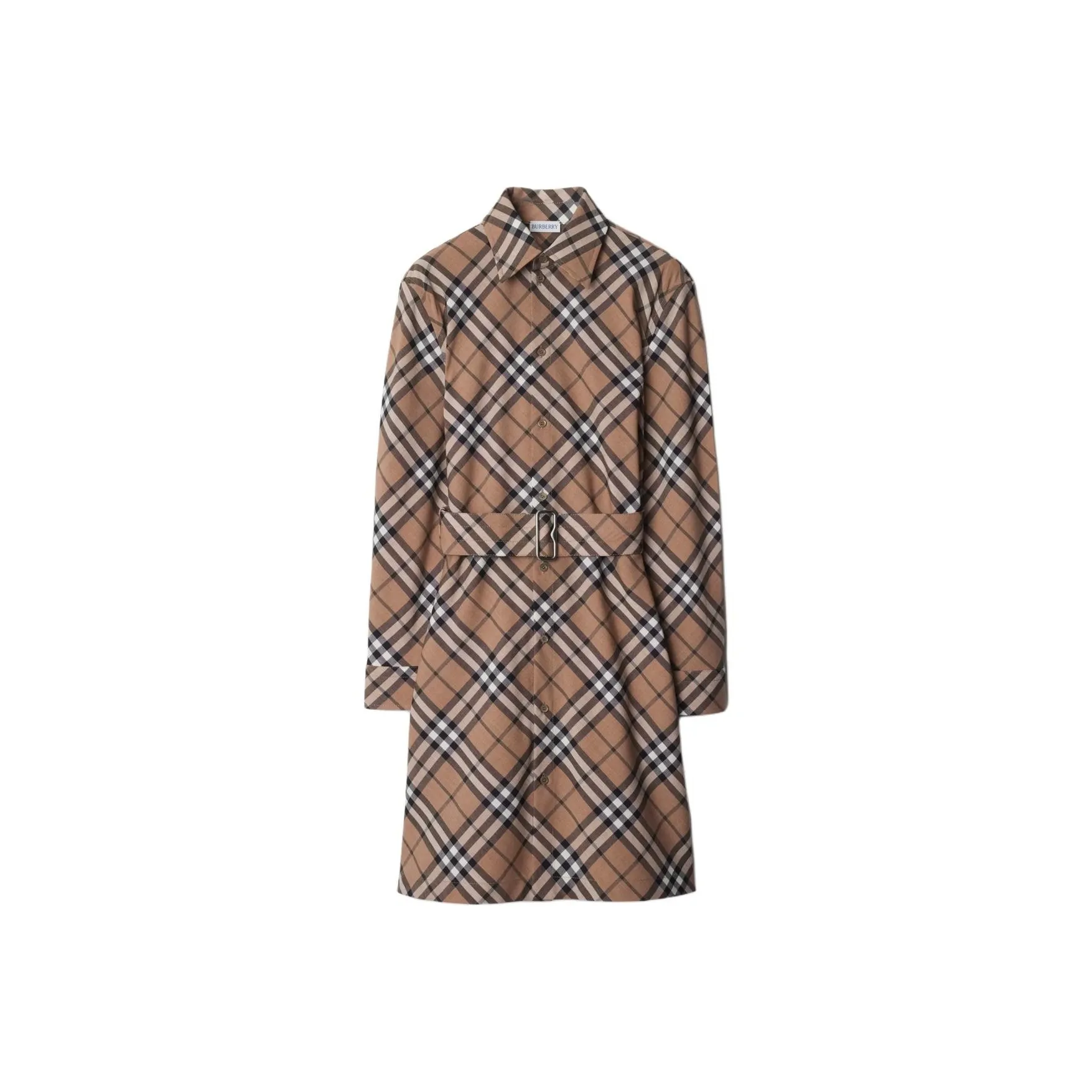 Burberry Checked B Buckle Belt Shirt Dress
