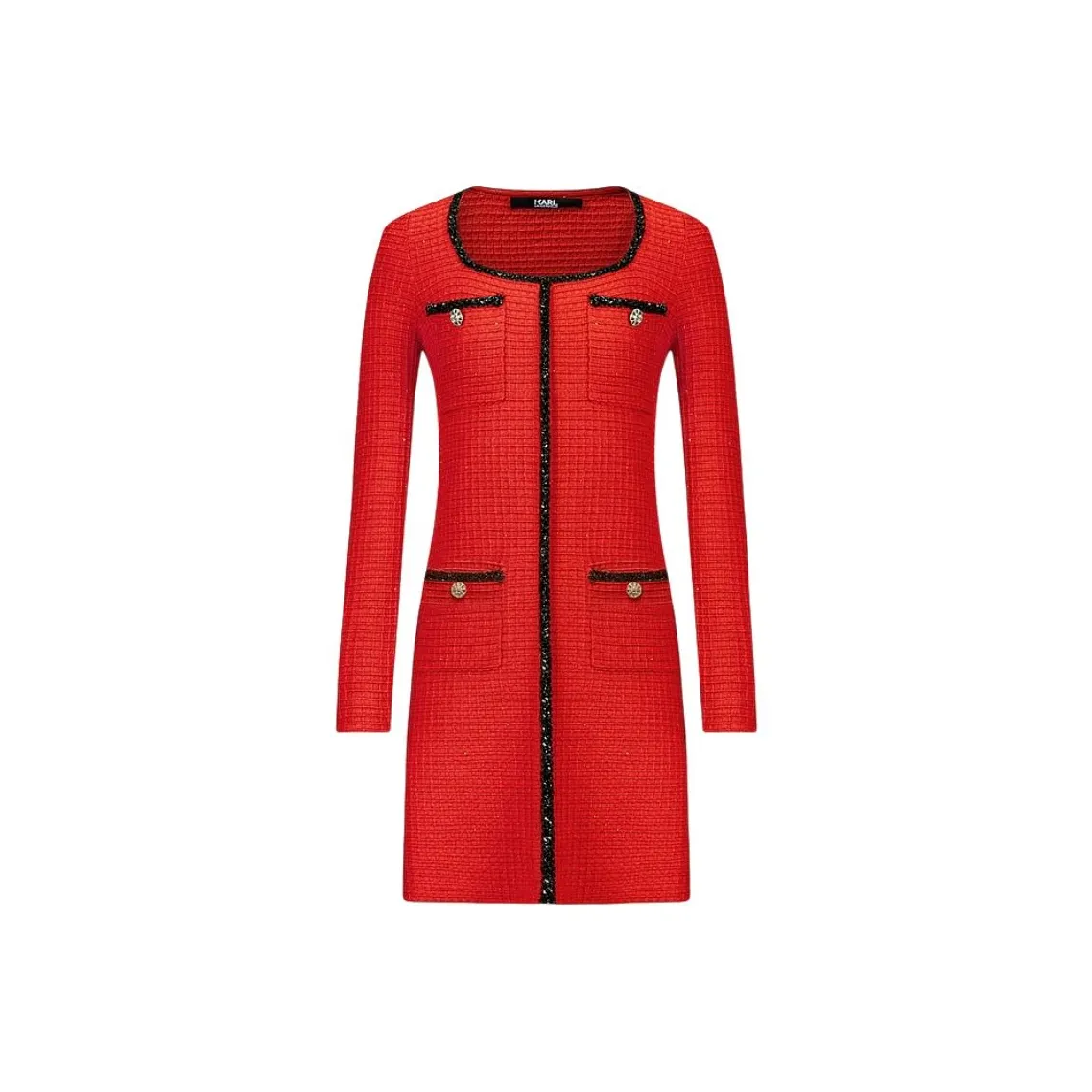 KARL LAGERFELD Длинное платье с длинными рукавами женское красное