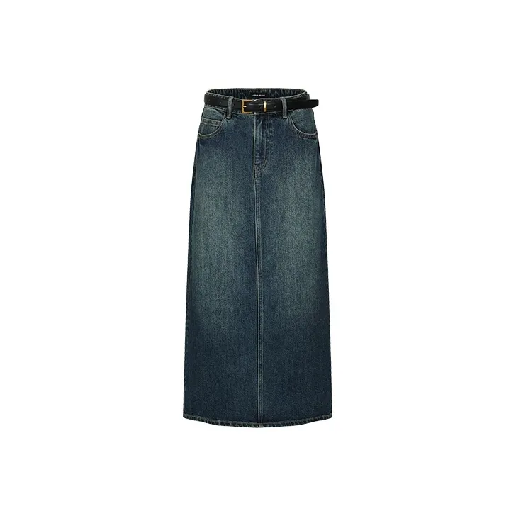 URBAN REVIVO Деним Длинная Юбка Женская Синяя