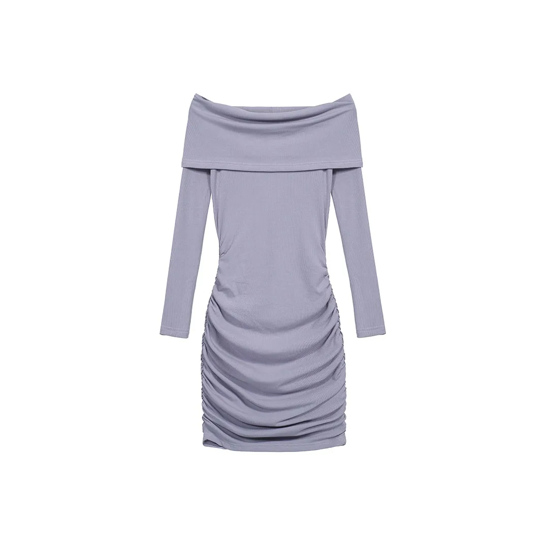 PZGE Длинное платье с длинным рукавом женское фиолетовое