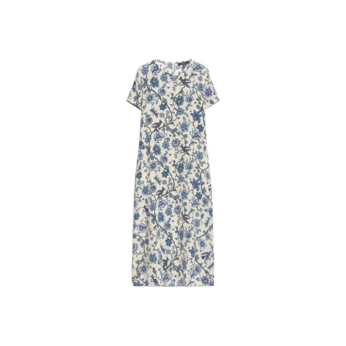 WEEKEND MaxMara Revere Collection Printed Silk T Shirt Dress Short Sleeved Dress Women's Light Blue