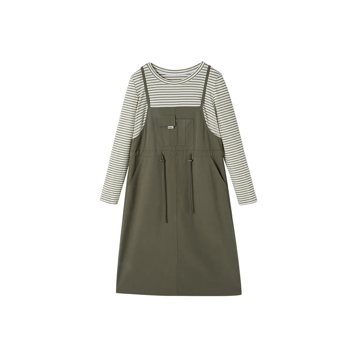 XIANGYING Long Sleeved Dresses Women's Army Green